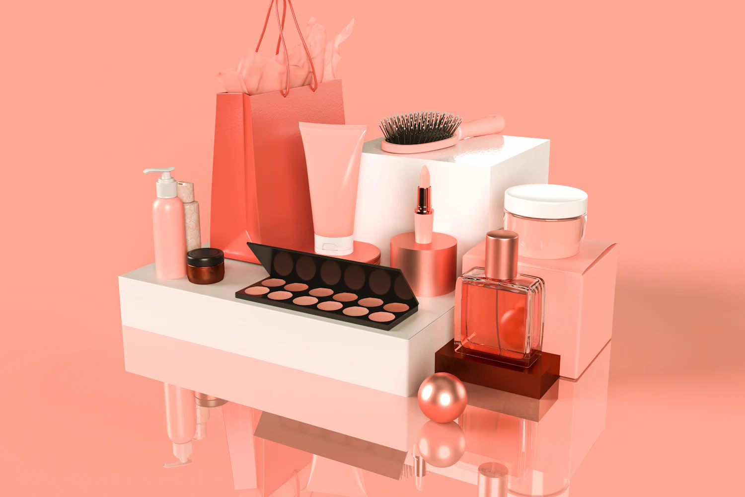 Beauty products arranged as gifts