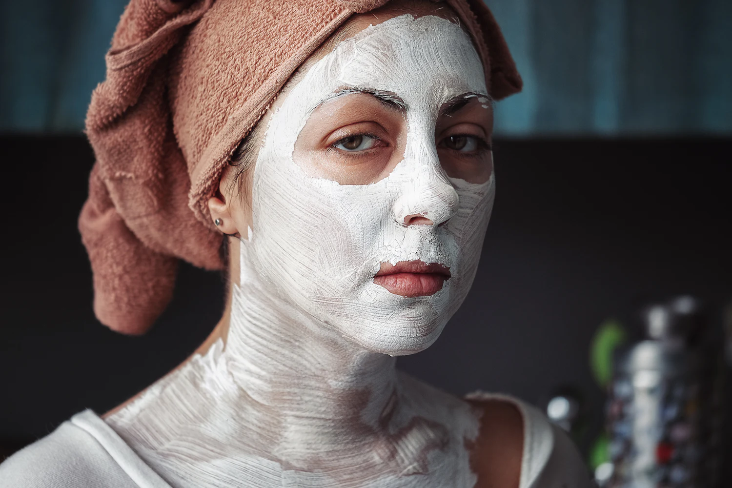 Relaxing with a face mask on