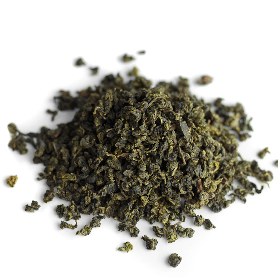 Loose green tea leaves