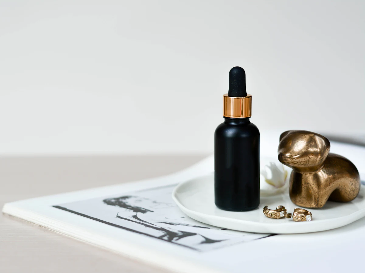 A dropper bottle of calming serum