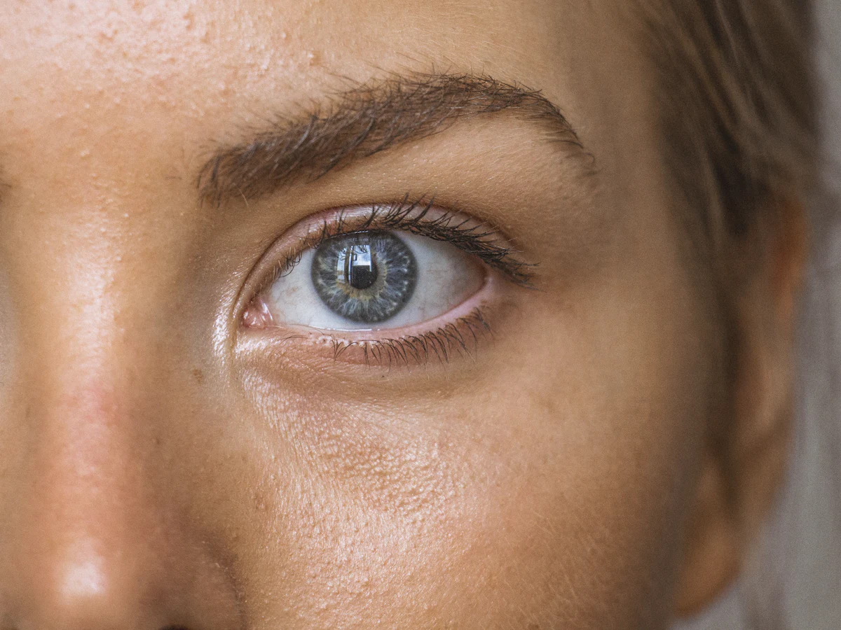 Close-up of clear skin around the eye