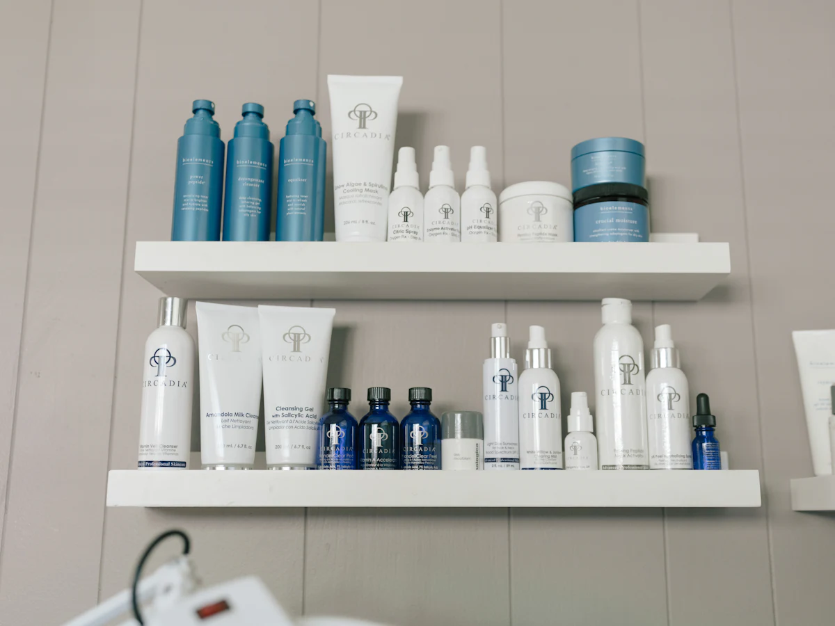 Shelves of Korean, Japanese and Thai skincare at the Novolle Beauty stall